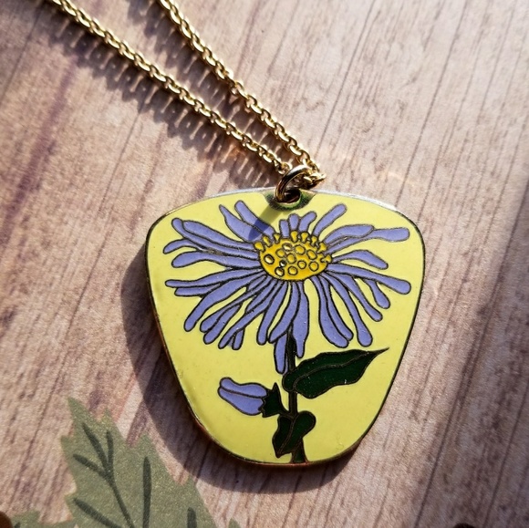 Vintage Jewelry - Vintage Aster enamel necklace PJ Wilson flower